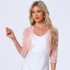 INSPIRE CHIC Women's Elegant 3/4 Sleeve Sheer Floral Lace Open Front Crop Shrug - 2 of 4