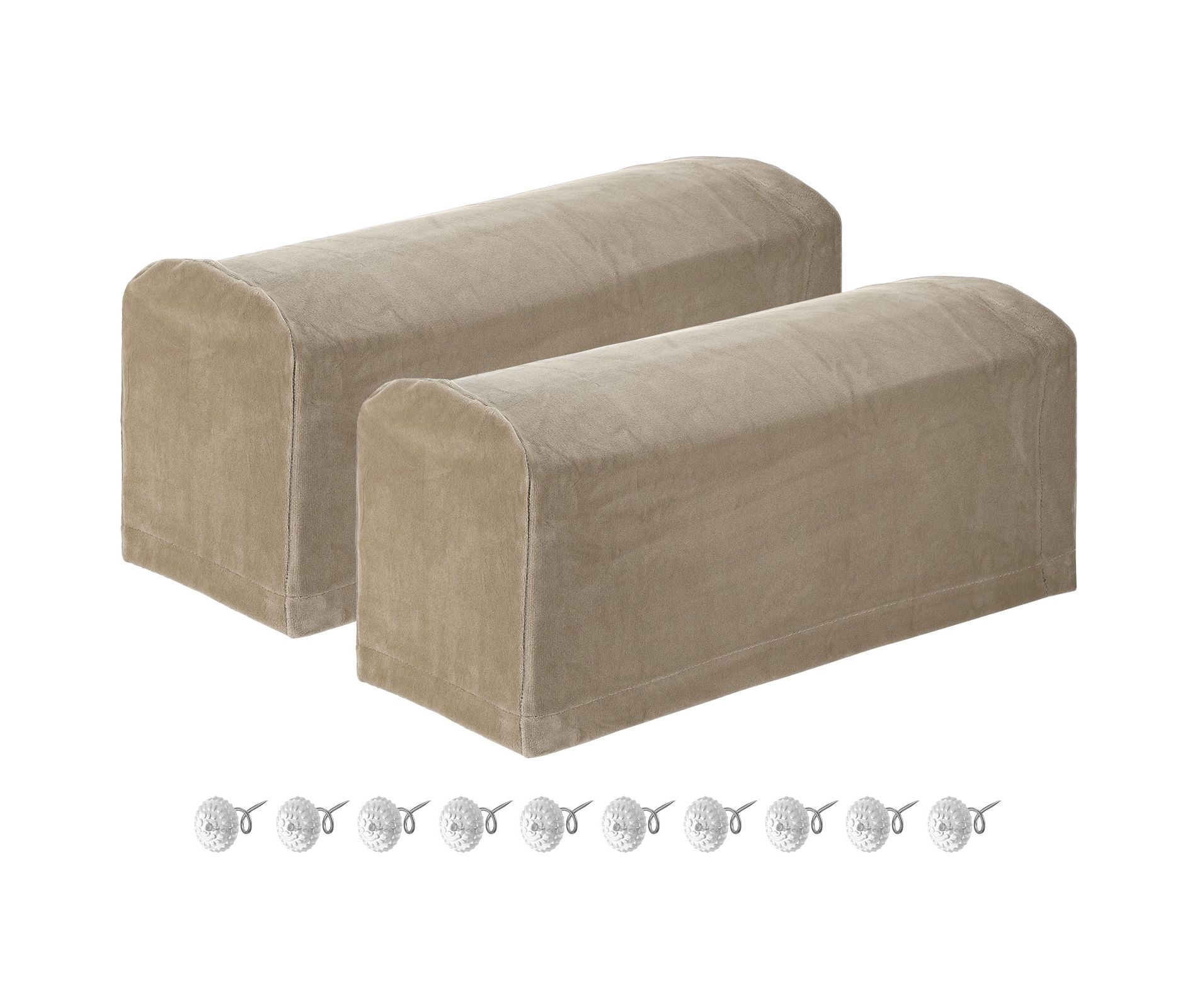 Unique Bargains Non Slip Scratch Resistant Soft Armchair Slipcovers with Twist Pins Khaki 2 Pcs