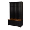 HDZNVF Modern Hall Tree with Entryway Bench, 3 Shelves and Drawers, Black - 4 of 4