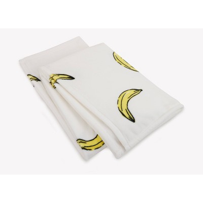 Yellow and White Banana Toss Plush Throw Blanket 50" x 60"