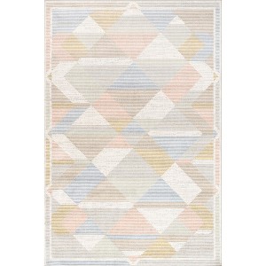 Nuloom Ophelia Vintage Geometric Pet Friendly Machine Washable Area Rug, 4' x 6', Beige - 1 of 4