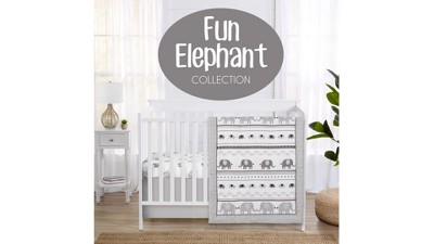 Gray and White Microfiber Elephant Toddler Comforter Set