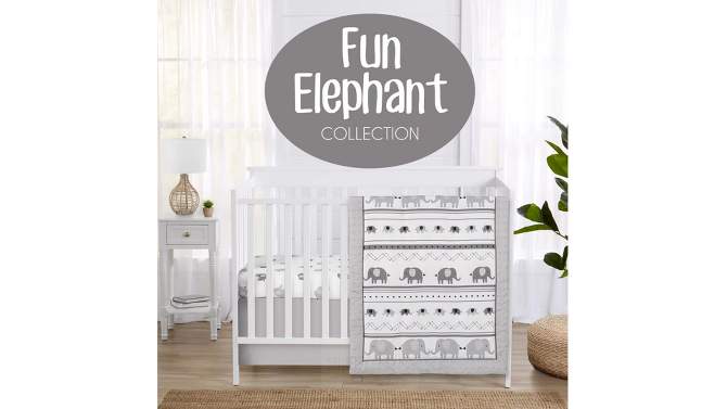 Sweet Jojo Designs Gender Neutral Unisex Baby Fitted Crib Sheet Boho Elephant Grey White, 2 of 8, play video