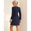 Allegra K Women's Square Neck Ruched Front Contrast Panel Chiffon Long Sleeve Dress - 4 of 4