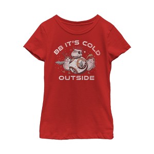 Girl's Star Wars The Last Jedi Christmas Cold BB-8 T-Shirt - 1 of 4