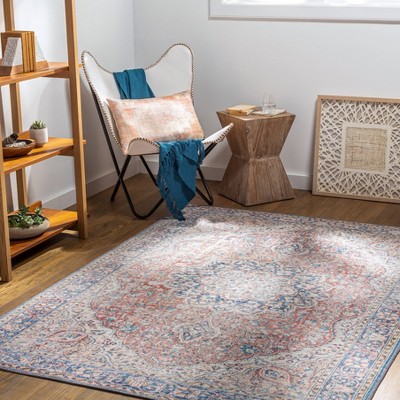 Colin Blue Medallion Chenille 2'7"x10' Machine Washable Runner Rug