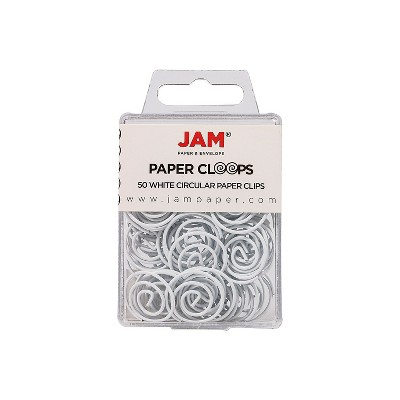 JAM Paper Colored Circular Paper Clips Round Paperclips White 2 Packs of 50 2187139B