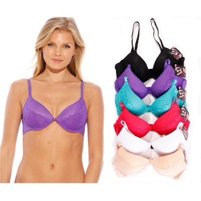 Just Intimates Bras for Women - Petite to Plus Size/ Full Figure (Pack of 6) (44DD, Dotted Mesh Lace Bra)