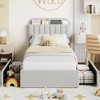 Twin/Full/Queen Bed Frame with Bookcase Headboard and 2 Drawers, Kids Bed Frame, Boucle Upholstered Platform Bed, No Box Spring Needed, Easy Assembly - 2 of 4