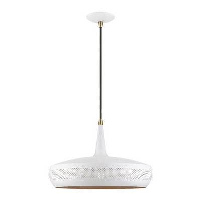 Livex Lighting Banbury 1 - Light Pendant in  White/Antique Brass