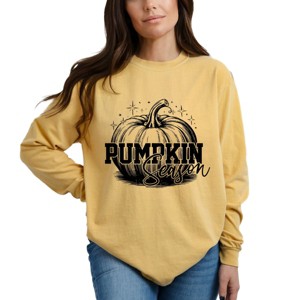 Simply Sage Market Pumpkin Season Sparkles Distressed Garment Dyed Long Sleeve - 1 of 4