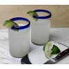 Dos Sueños Mexican Hand Blown  Drinking Glasses - Blue Rim - 14oz - Set of 6 - 2 of 4