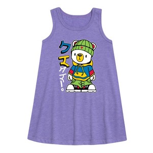Girls' - Instant Message - Streetwear Kuma Graphic Sleeveless Aline Dress - 1 of 4