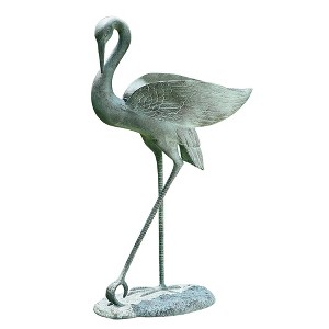 SPI Home Crane Planter Holder – 30" H Bronze Metal Garden Sculpture with Built-In Pot Stand - 1 of 3