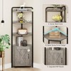 71" Tall Corner Cabinet, Modern Industrial Corner Storage Cabinet with Barn Door Design & 4-Tier Open Display Shelves for Living Room, Kitchen, Grey - 2 of 4