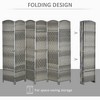 NicBex 6' Tall 6-panel Room Divider Folding Privacy Screen for Room Separation, Hand-Woven Freestanding Wall Partition for Home & Office, Grey - 3 of 4