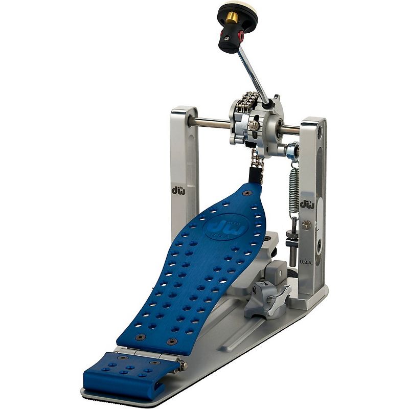 DW Colorboard Machined Chain Drive Single Bass Drum Pedal with Blue Footboard, 1 of 6