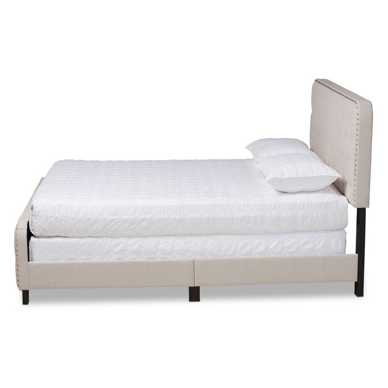 Annalisa Fabric Upholstered Button Tufted Panel Bed - Baxton Studio, 3 of 9