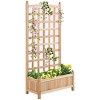 SEVOBAL Planters Wooden Raised Garden Bed with Decorative Trellis for Outdoor Plants and Flowers, Brown, 23.5"*11.5"*49.3" - 3 of 4
