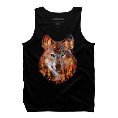 Men's Design By Humans Wolf Escape From Forest Fire By hkartist Tank Top