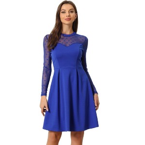 INSPIRE CHIC Women's Mesh See-Through Heart Sheer Sleeve Skater Party Dress - 1 of 4