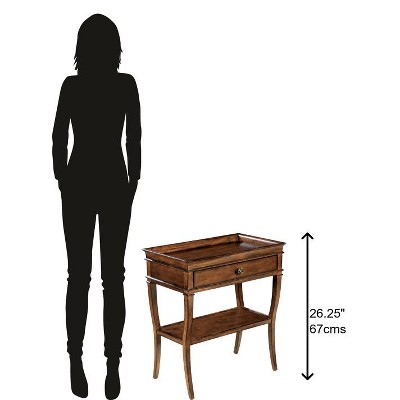Traditional Rustic Brown Wood Rectangular Lamp Table with Storage