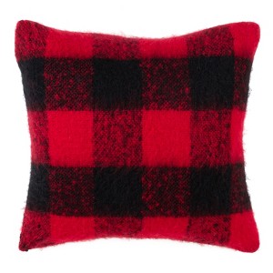 20"x20" Oversize Faux Mohair Buffalo Plaid Square Throw Pillow - Saro Lifestyle - 1 of 3