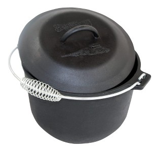 Bayou Classic 6-qt Pre-Seasoned Cast Iron Covered Soup Pot w/Domed Self-Basting Lid Features Rounded Interior Flat Bottom Exterior Perfect - 1 of 3