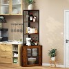 KTMBDW Wine Rack with Glass Holder and Storage Shelves, Corner Bar Corner Wine Cabinet, 6 Tier Bookshelf Display Corner Shelves for Living Room, Brown - 2 of 4