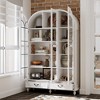 Famapy Display Bookcase with Solid Wood Legs and Glass Doors Cabinet Curio - 2 of 4