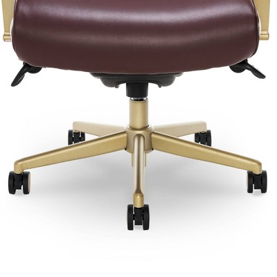 Brown Bonded Leather Ergonomic Executive Office Chair with Lumbar Support