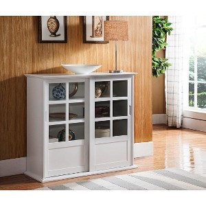 Kings Brand Furniture HolmesWood Curio Cabinet with Glass Sliding Doors - 1 of 4
