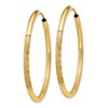 Black Bow Jewelry 2mm x 34mm 14k Yellow Gold Satin Diamond-Cut Endless Hoop Earrings - 2 of 4