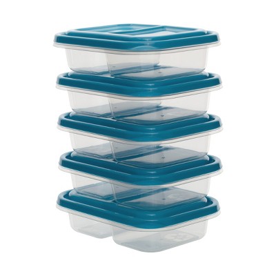 Set Of 2 Stackable Plastic Food Storage Organizer Bins Divided Compartment  For Snacks, Packets, And Pouches