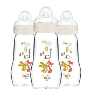 MAM Feel Good Glass Baby Bottle - Cream - 9oz - 1 of 4