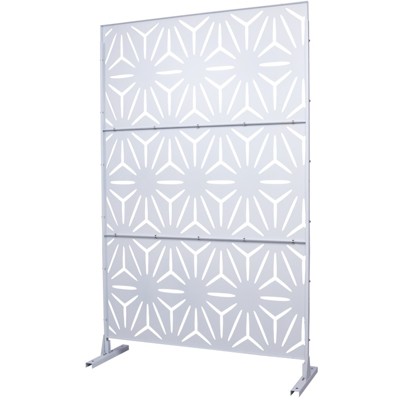 DSVIMOY Outdoor & Indoor Privacy Screen, Freestanding Decorative Privacy Screen for Deck Balcony Patio, White, 48"*76"*16"