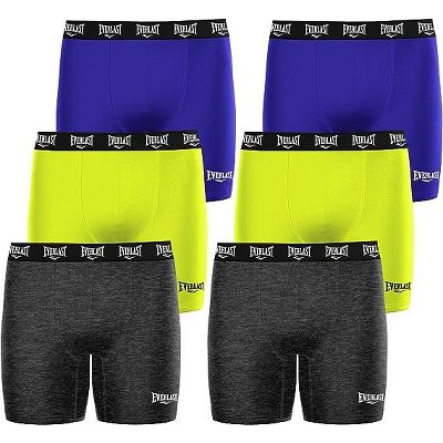 Everlast Mens Boxer Briefs Breathable Cotton Underwear for Men - 3 Pack -  Cotton Stretch Mens Underwear - Blue-Lime-Grey - XL