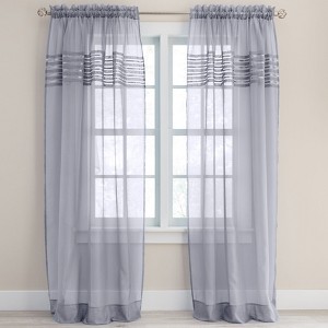 BrylaneHome BH Studio Sheer Voile Pleated Rod-Pocket Panel - 1 of 4