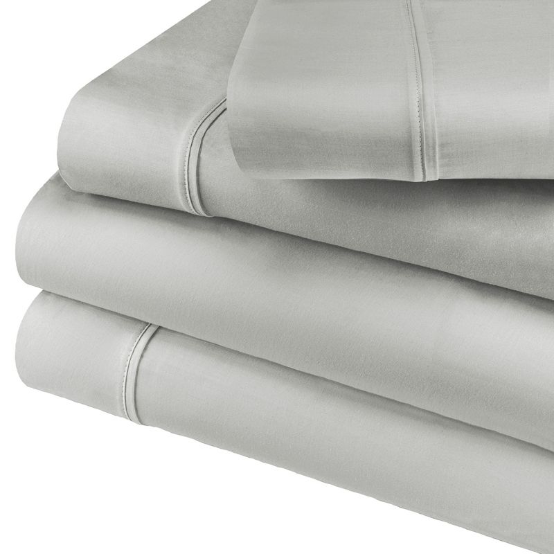 Modern 600 Thread Count Solid Deep Pocket Cotton Blend Bed Sheet Set by Blue Nile Mills, 1 of 4