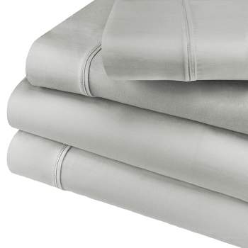 Modern 600 Thread Count Solid Deep Pocket Cotton Blend Bed Sheet Set by Blue Nile Mills
