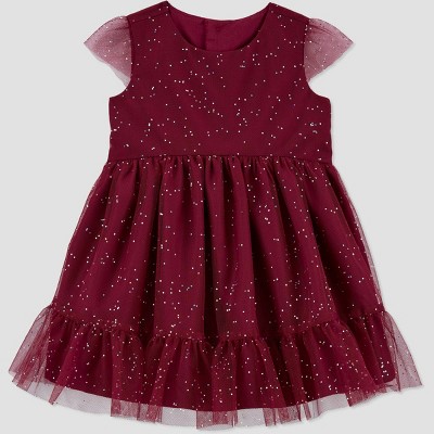 Image of Carter's Just One You® Baby Girls' Glitter Dress - Burgundy Newborn