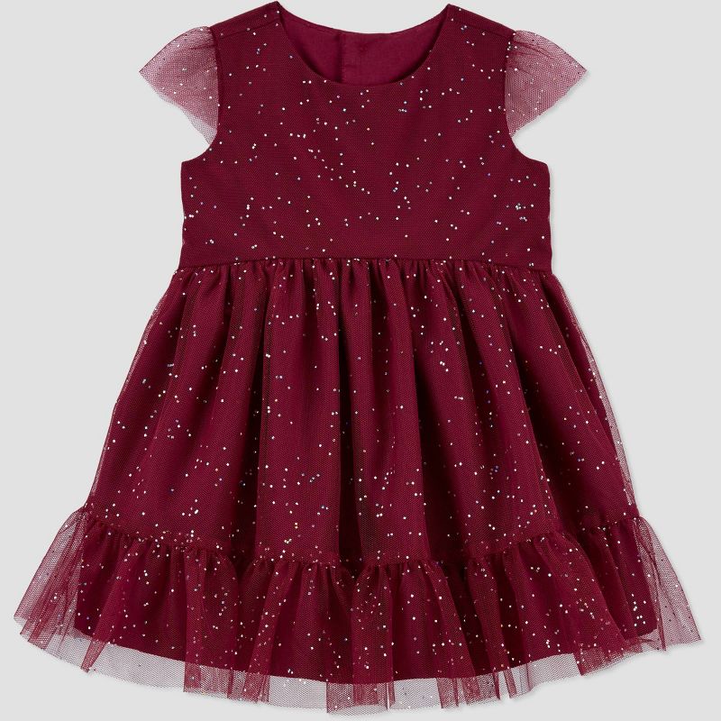 Carter's Just One You® Baby Girls' Glitter Dress - Burgundy, 1 of 12