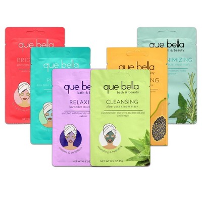 Que Bella Face Mask Pamper Pack - 6ct 