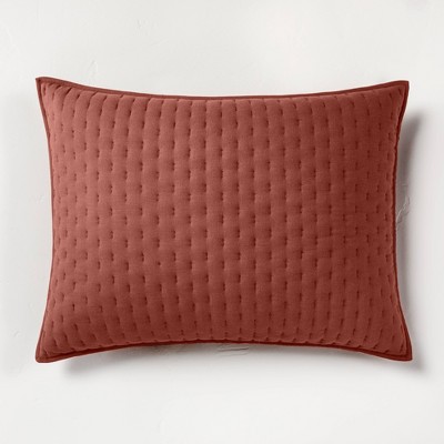 Standard Cashmere Blend Quilted Pillow Sham Dark Clay - Casaluna™