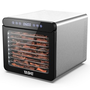 YASHE 9-Tray Stainless Steel Food Dehydrator, 800W, 48H Timer, Temp up to 165°F, BPA-Free, for Jerky, Fruits, Meat, Herbs, Dog Treats - 1 of 4