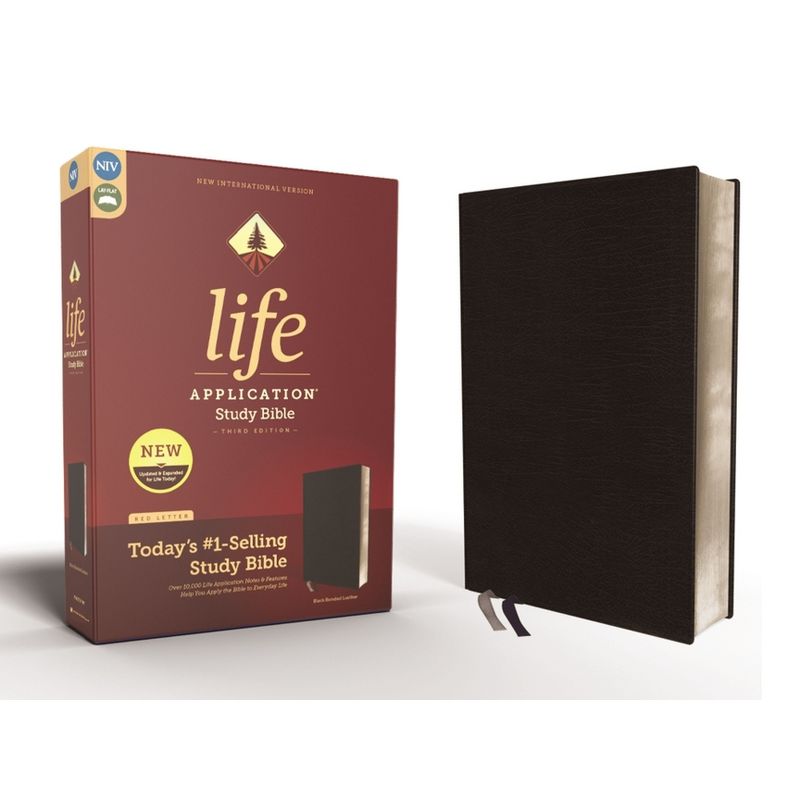 Niv, Life Application Study Bible, Third Edition, Bonded Leather, Black, Red Letter Edition - (NIV Life Application Study Bible, Third Edition), 1 of 2