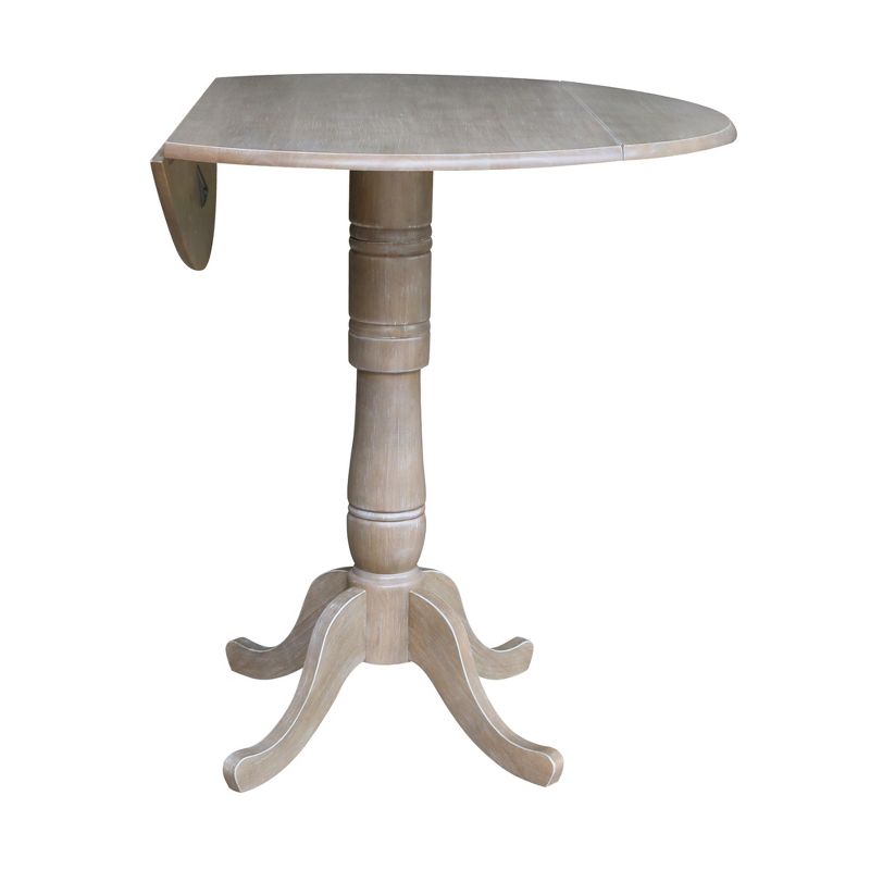 Nathaniel Round Dual Drop Leaf Pedestal Table Gray Taupe - International Concepts, 3 of 10