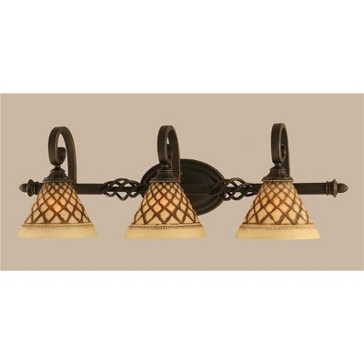 Toltec Lighting Elegante 3 - Light Vanity in  Dark Granite with 7'' Chocolate Icing Shade