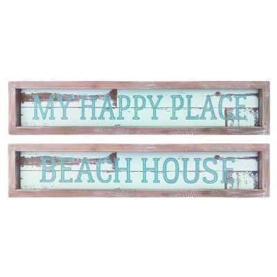 Transpac Wood Rustic Oceanside Wall Decor Set of 2 Spring Home Decorations