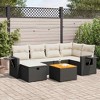 vidaXL Patio Sofa Set with Cushions Outdoor Furniture 7 Piece Poly Rattan - Black and Cream with Storage - 2 of 4